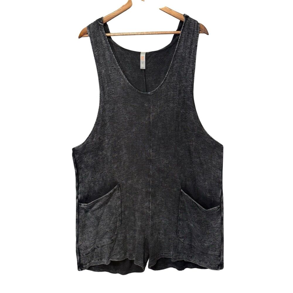 Mono B Oversized Romper Bohemian Black Large Pockets Hippie Flowy Loose
